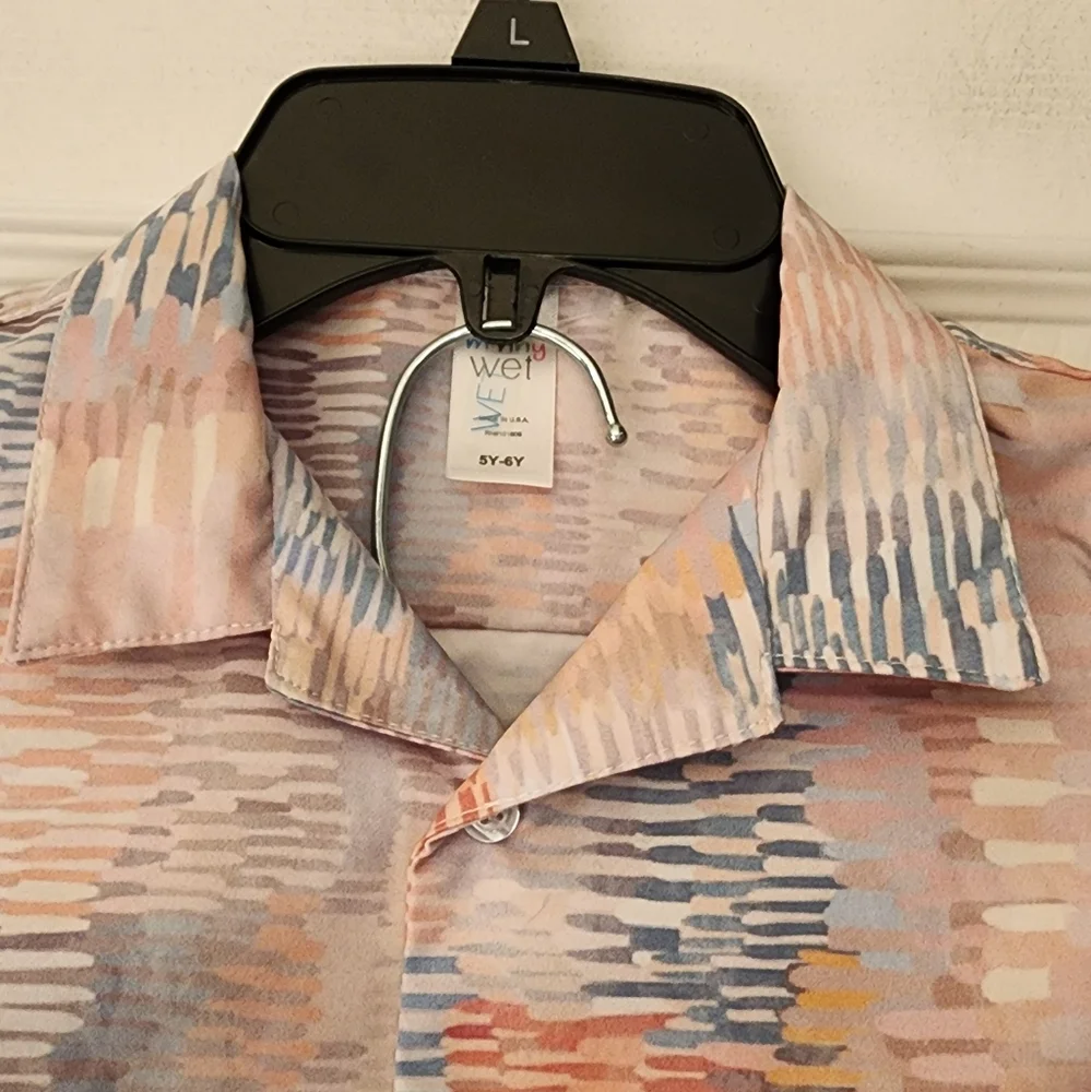 WET Minny Boy's Carson Shirt/Short Swim Set In Reflection Size 5Y-6Y
